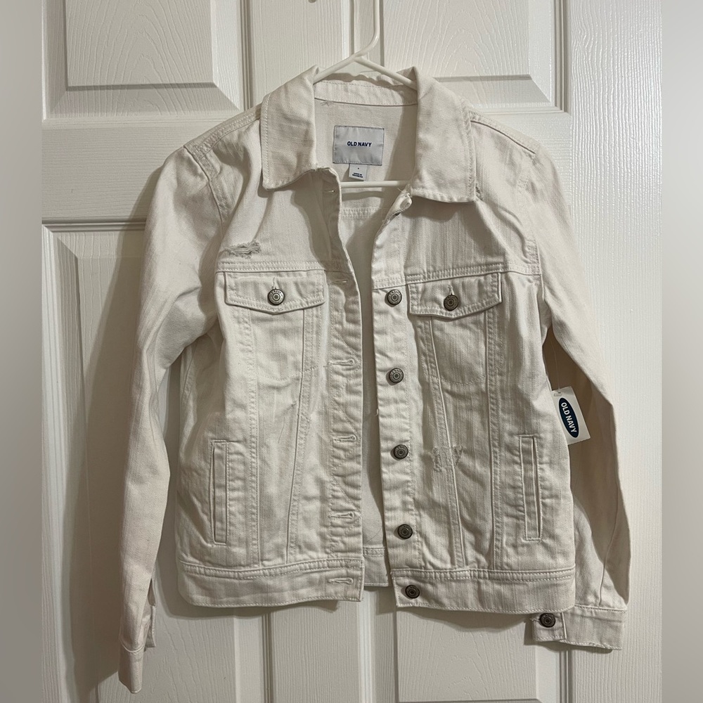 white jean jacket